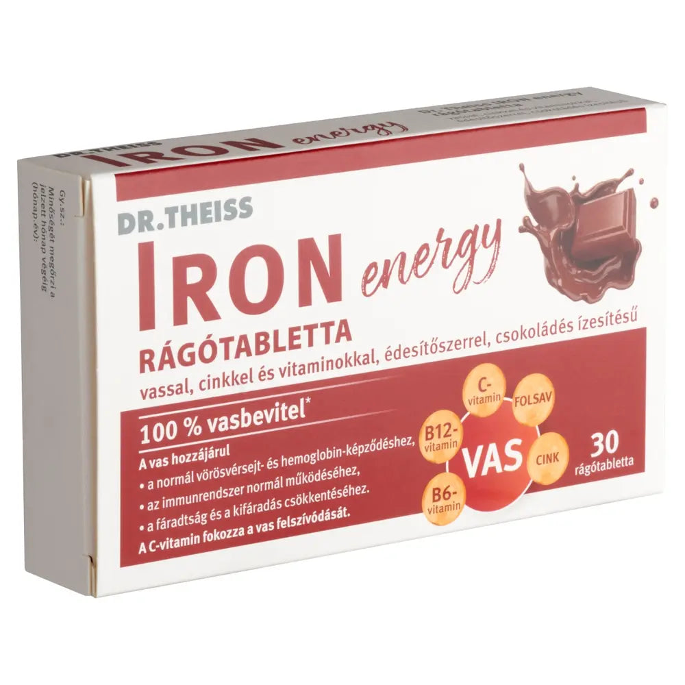 Dr Theiss Iron Energy rágótabletta csokoládé ízben 30db