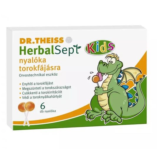 Dr.Theiss HerbalSept Kids nyalóka torokfájásra (6db)