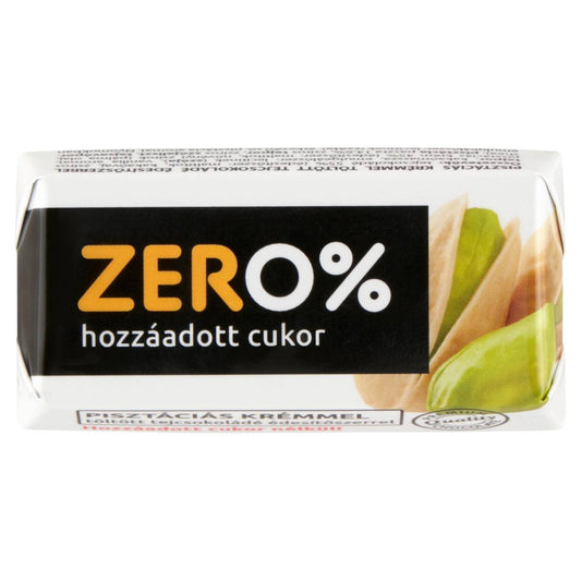 Szerencsi Zero pisztácia ízű krémmel töltött tejcsokokádé édesítőszerrel 21g