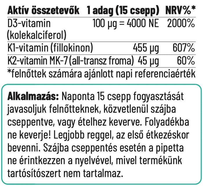 Nordvital D3+K2 csepp 30ml - 60 adag