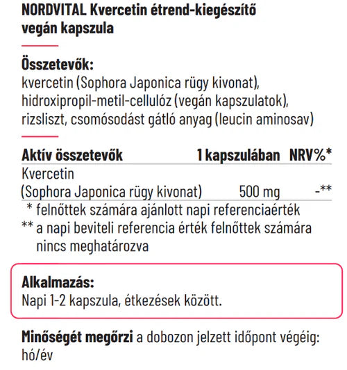 Nordvital Kvercetin 500mg vegán kapszula - 60db